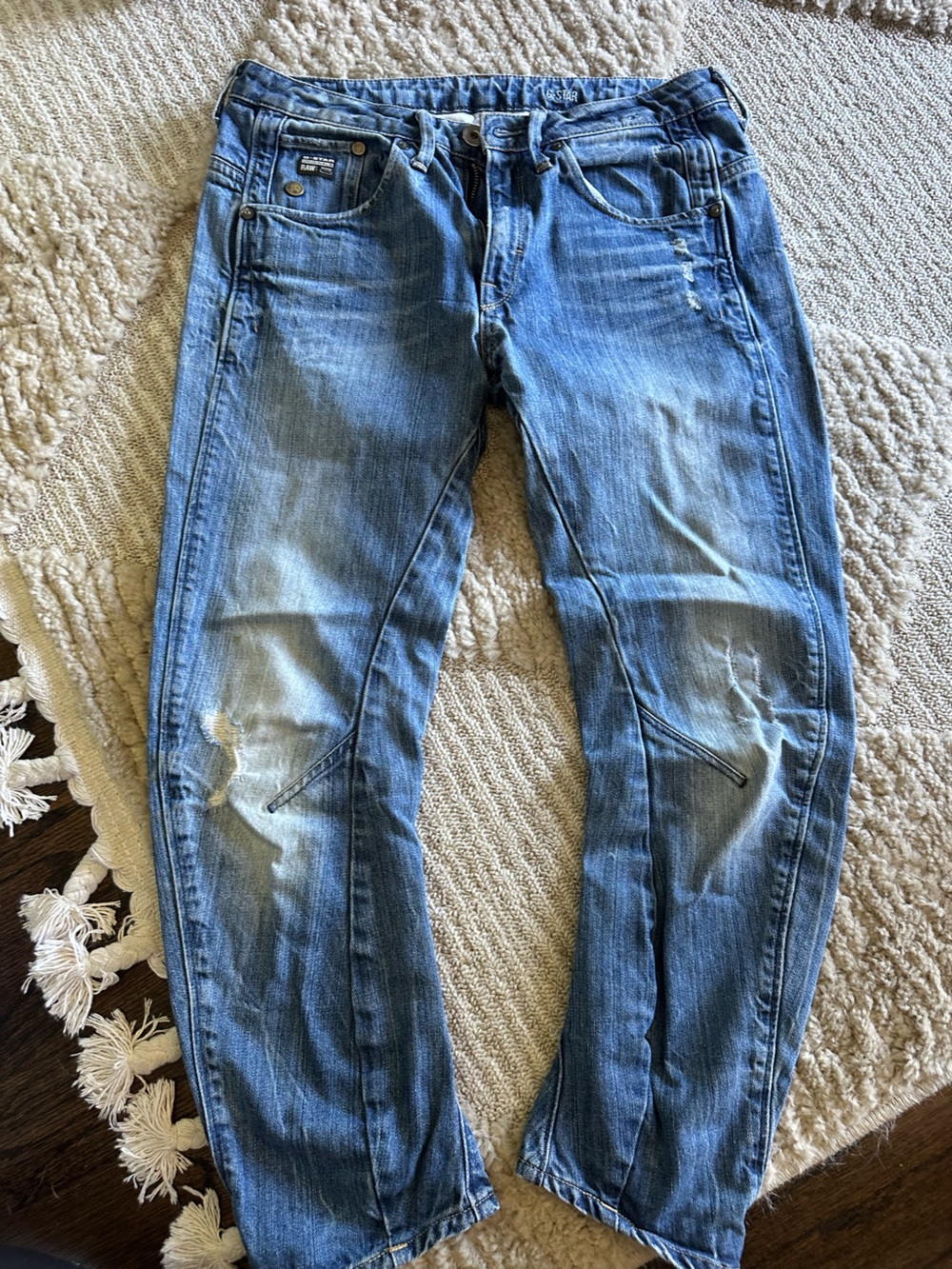 G-Star Slim Straight Distressed Blue Jeans
